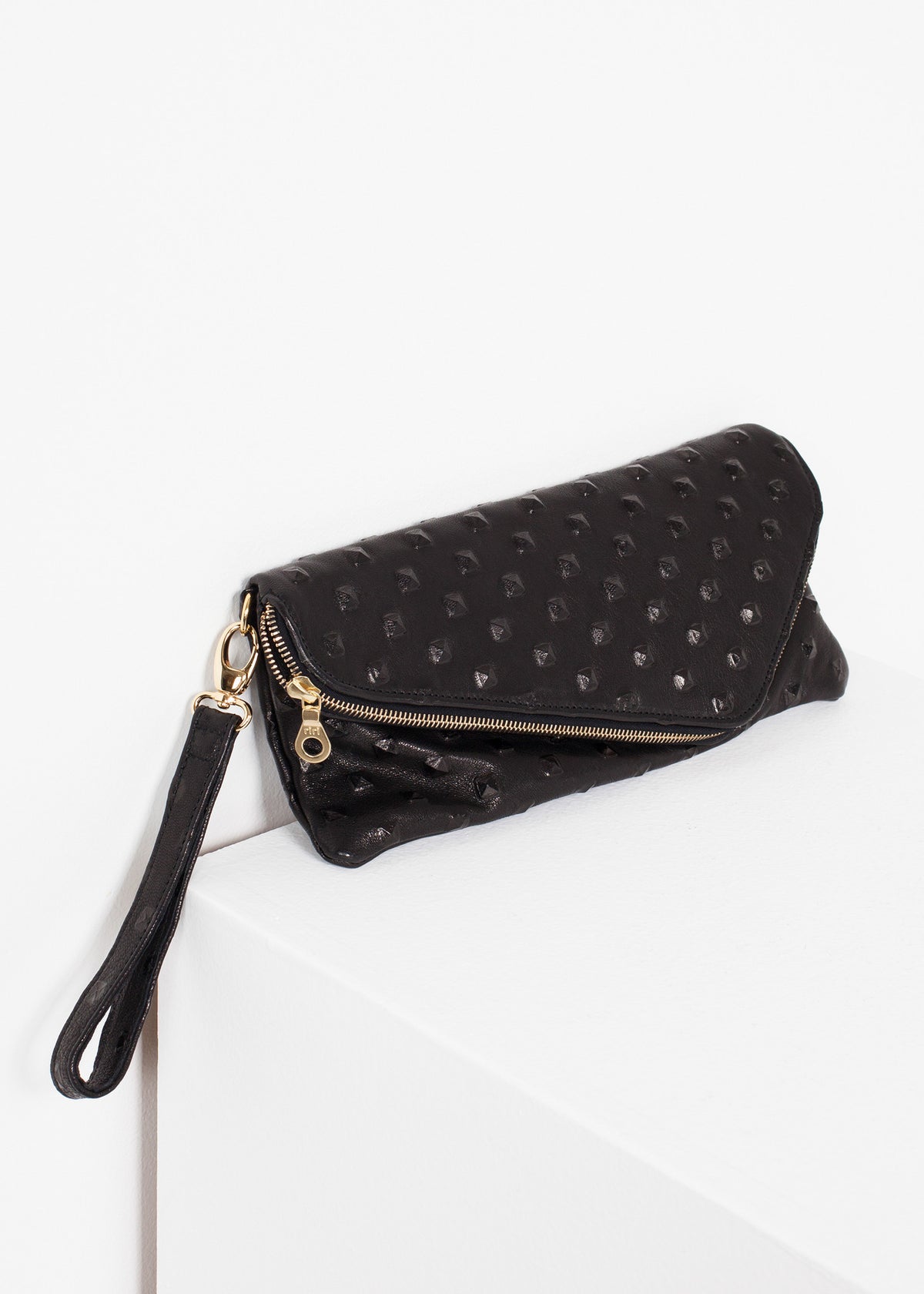 Roxanne leren clutch in zwart