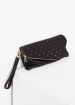 Roxanne leren clutch in zwart