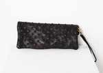 Roxanne leren clutch in zwart