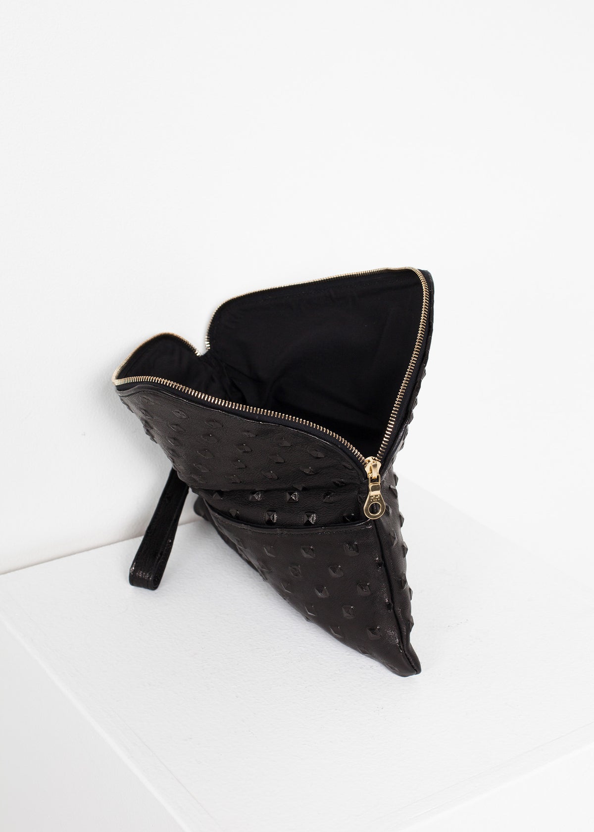 Roxanne leren clutch in zwart