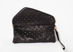Roxanne leren clutch in zwart