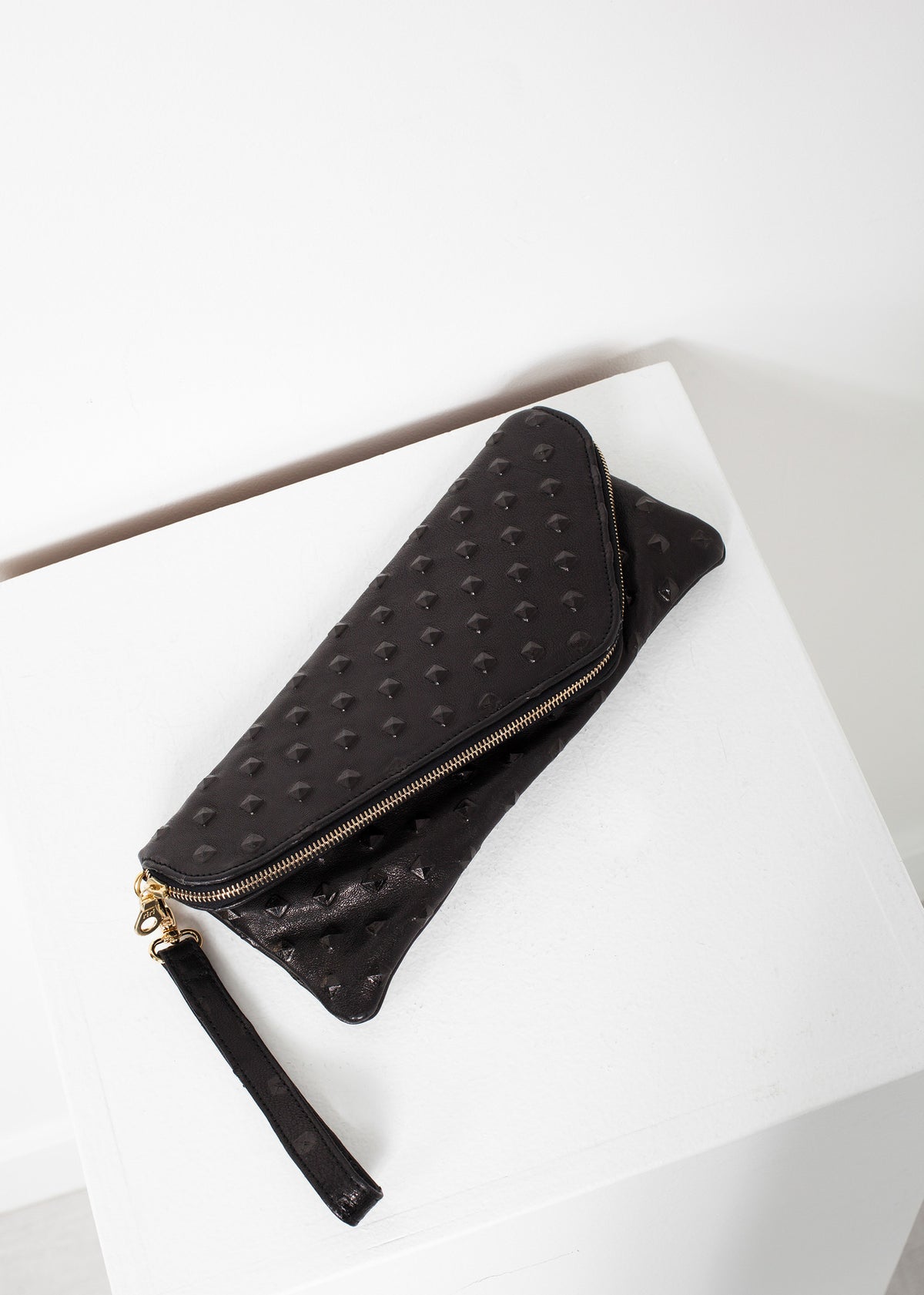 Roxanne leren clutch in zwart
