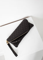 Roxanne leren clutch in zwart