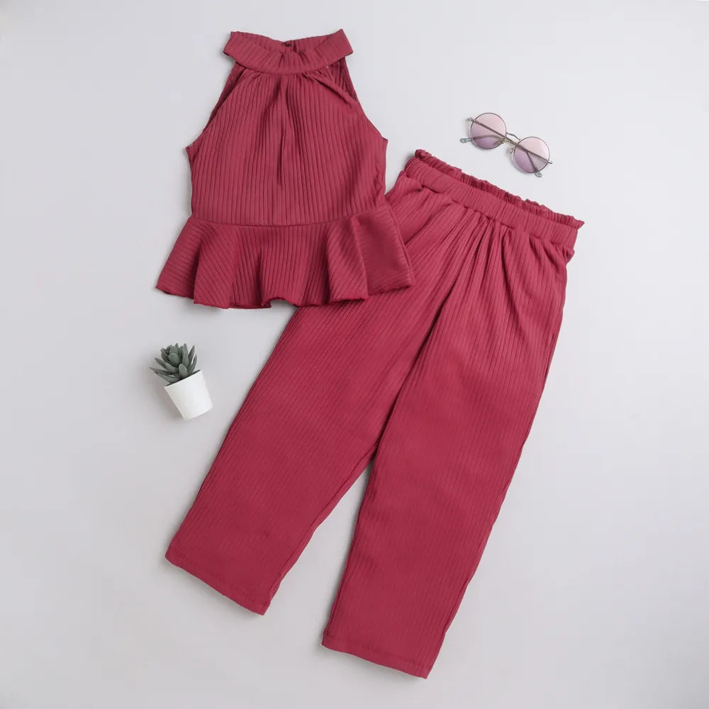 Ruffle Blouse and Pants Set