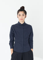 Chemise de smoking froissée en bleu marine