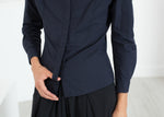 Chemise de smoking froissée en bleu marine
