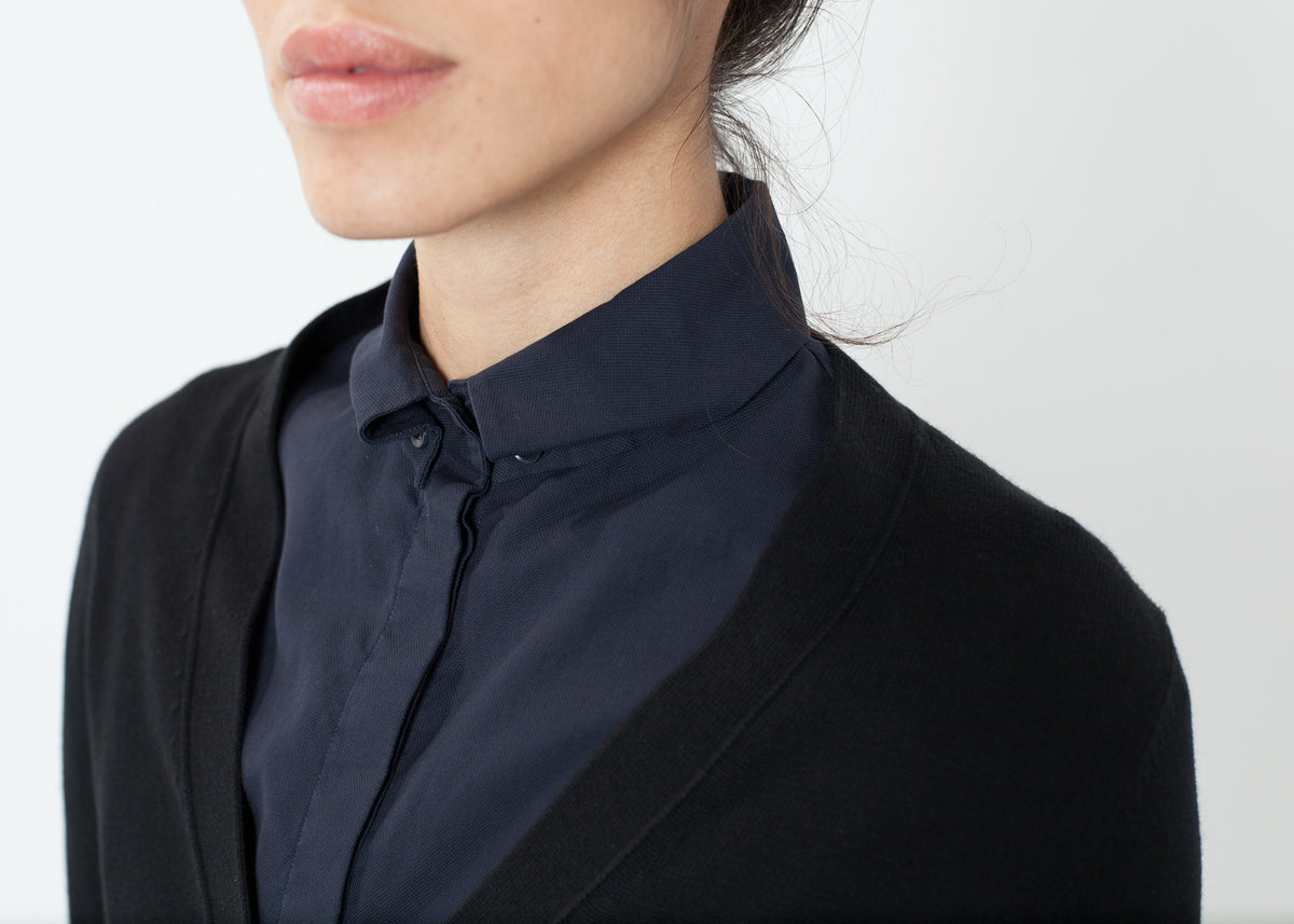 Chemise de smoking froissée en bleu marine