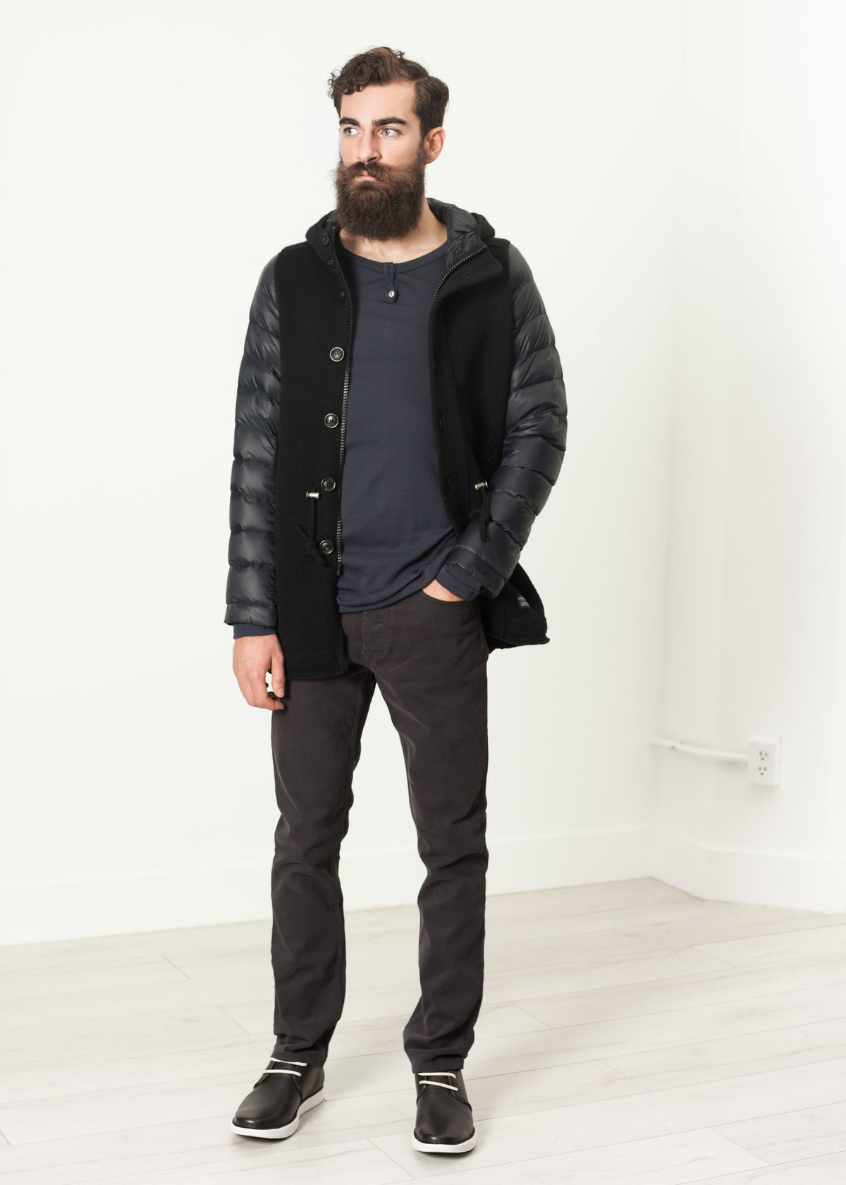 Parka à capuche en noir