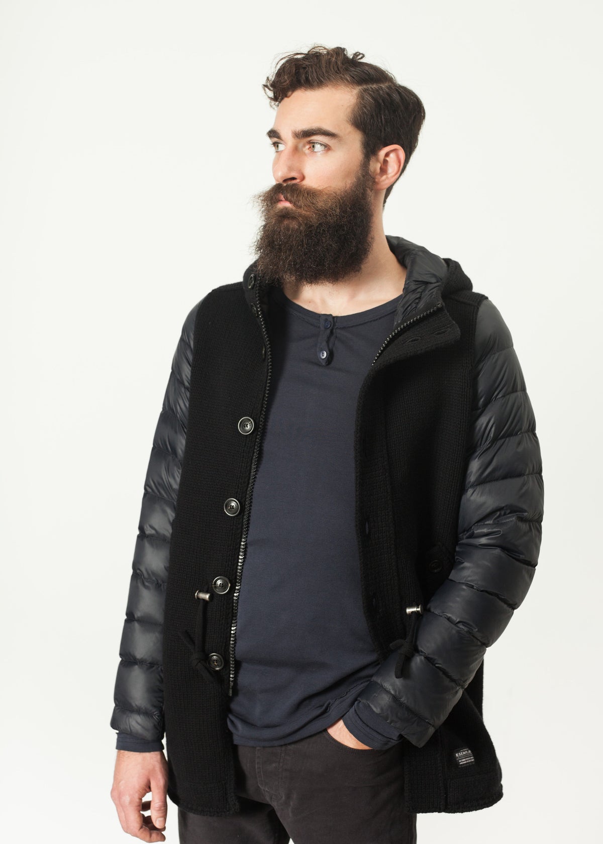 Parka à capuche en noir