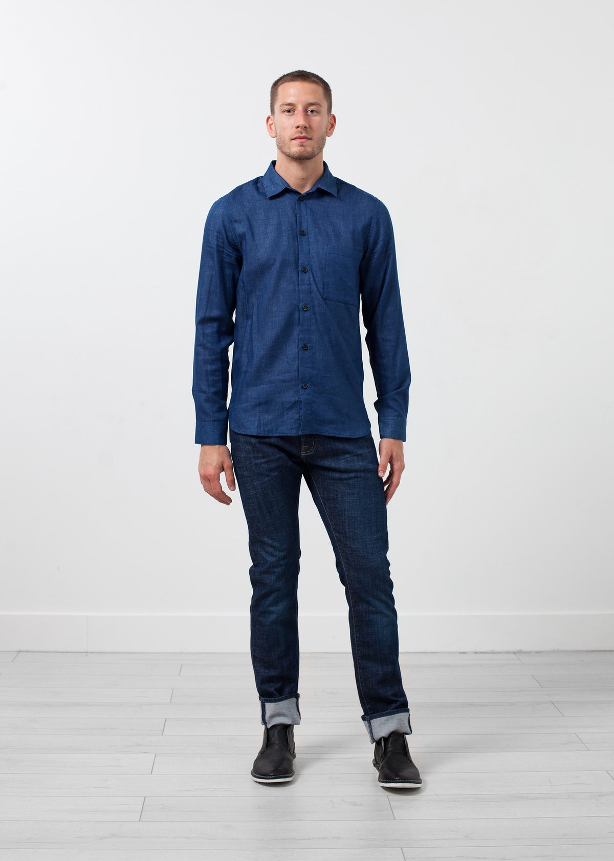 Chemise indigo décontractée