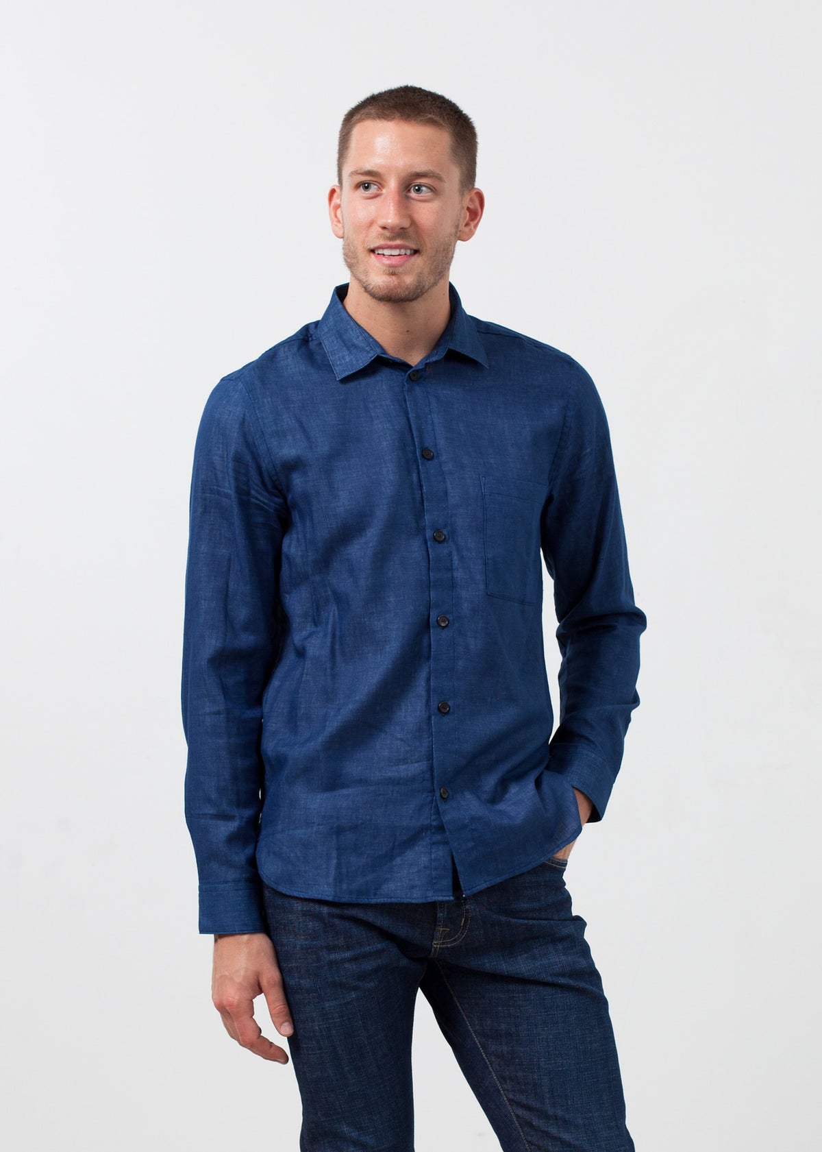 Chemise indigo décontractée