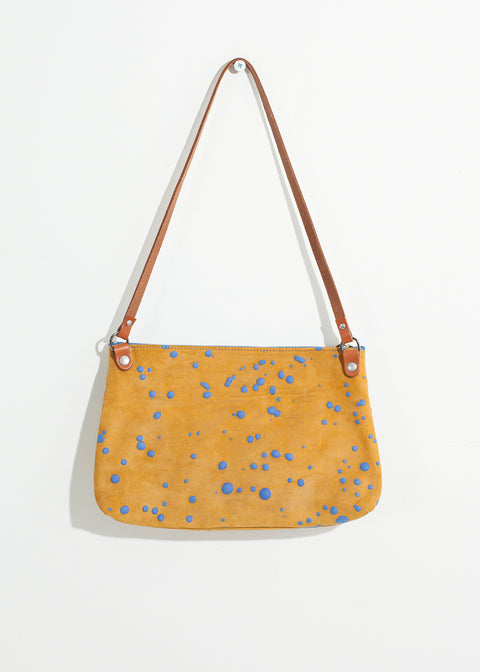 Ink Splatter Shoulder Bag in Mustard/Blue